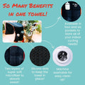 Sweat Protection Towel, Handdlebar Sweat Towel For Peloton, Echelon Bike, Bike Trainer Stand, Indoor Cycling Workout Towel With 6 Pocket For Water Bottle Or Phone Holder Black Polyester