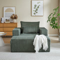 62.5 Inch Corduroy Sponge Sofa Lounge Chair With Removable Footrest,No Assembly Required,Fluffy Modern Sleeper Chair For Indoor Living Room Bedroom Army Green Foam Corduroy 1 Seat