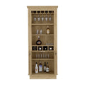 Lafayette Bar Cabinet With 4 Bottle Rack, Upper Glass Holder And Dual Door Design Beige Primary Living Space Modern Shelves Included Particle Board