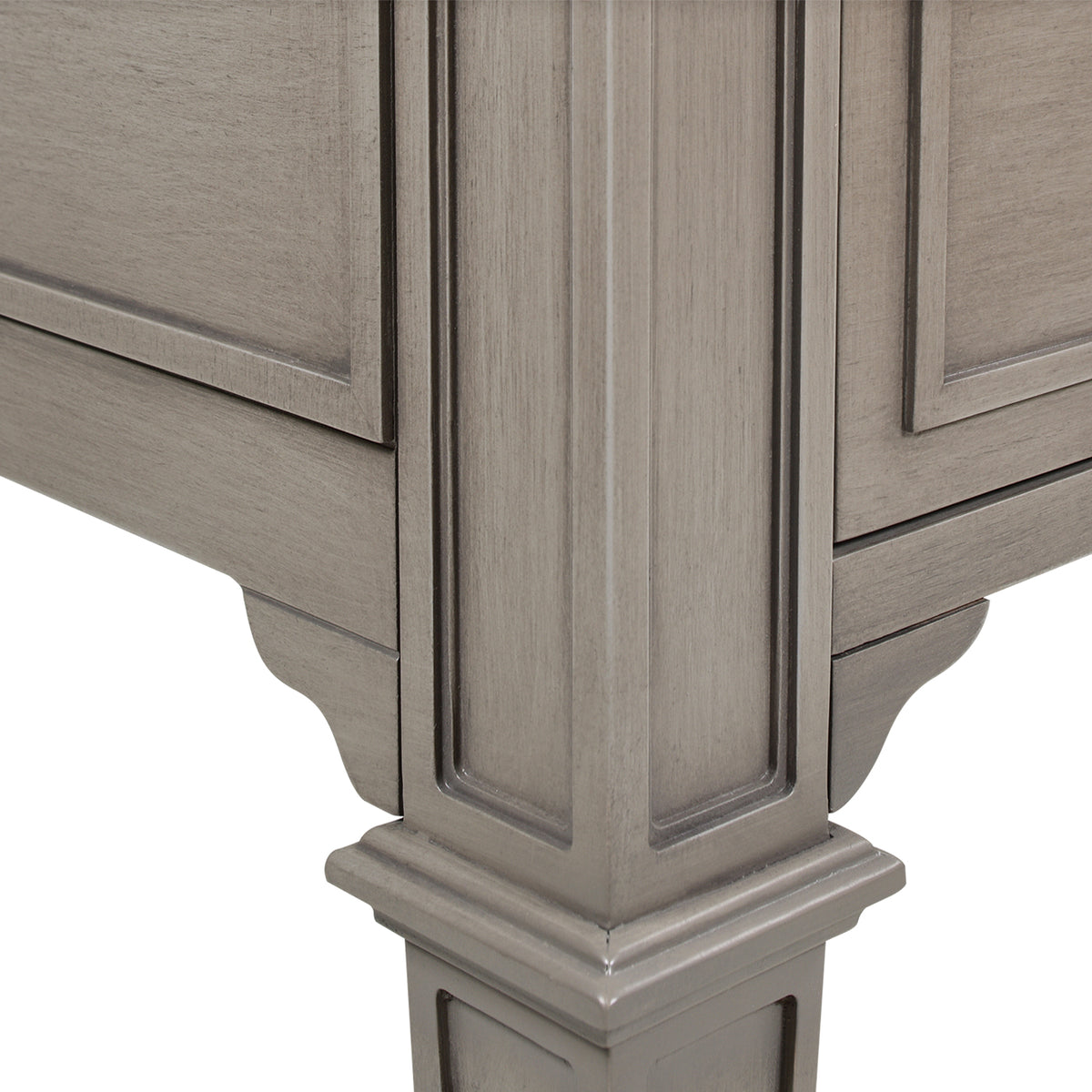 Dauphin Gold Accent 5 Drawer Wood Executive Desk, Grey Cashmere Wood Gray Solid Wood Mdf Wood