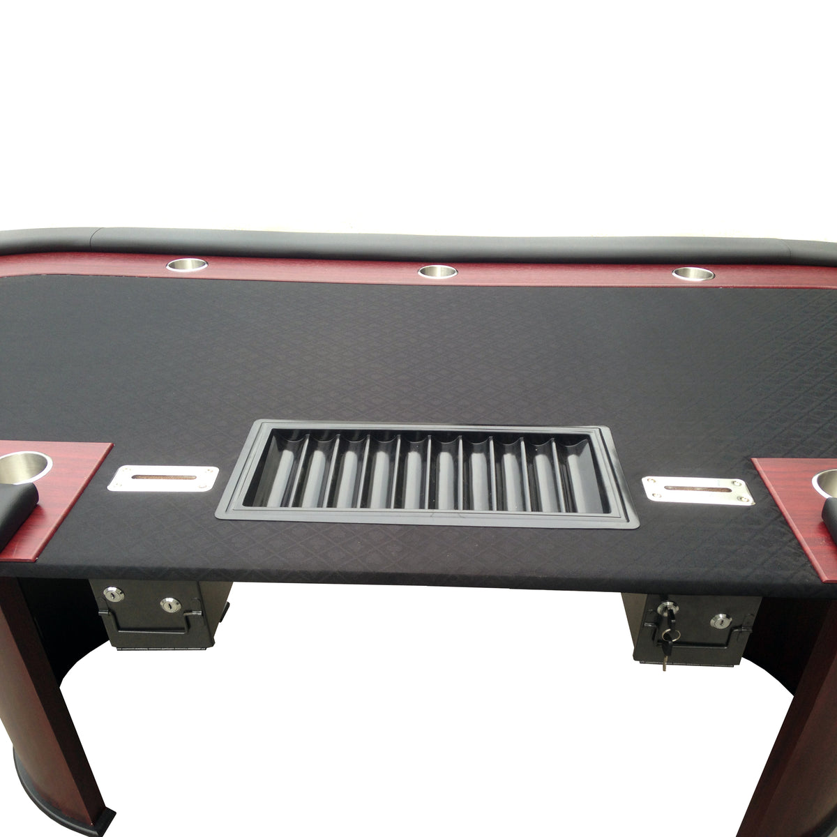 96" Luna Ultra Poker Table With Speed Cloth Racetrack Chip Tray Double Dropbox Wooden Legs Black Black Primary Living Space Modern Wood