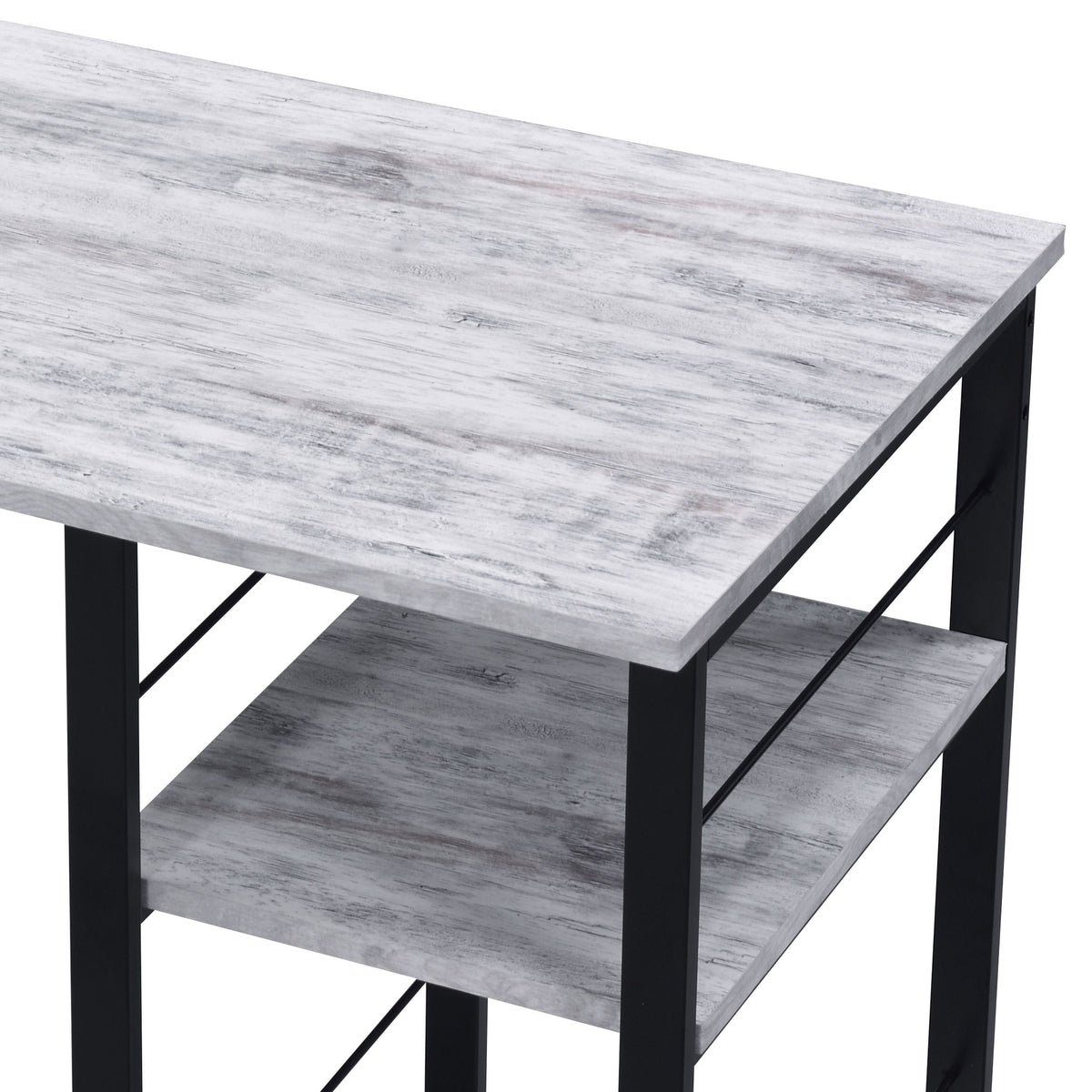 Vadna Antique White & Black Finish Writing Desk Antique White,Black Metal,Synthetic Wood