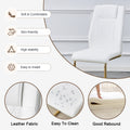 Table And Chair Set.The Table Has A Glass Tabletop With Imitation Marble Pattern Stickers And Stainless Steel Golden Table Legs. Paried With Comfortable Chairs With Pu Seats And Metal Legs. White Gold Seats 6 Glass Metal