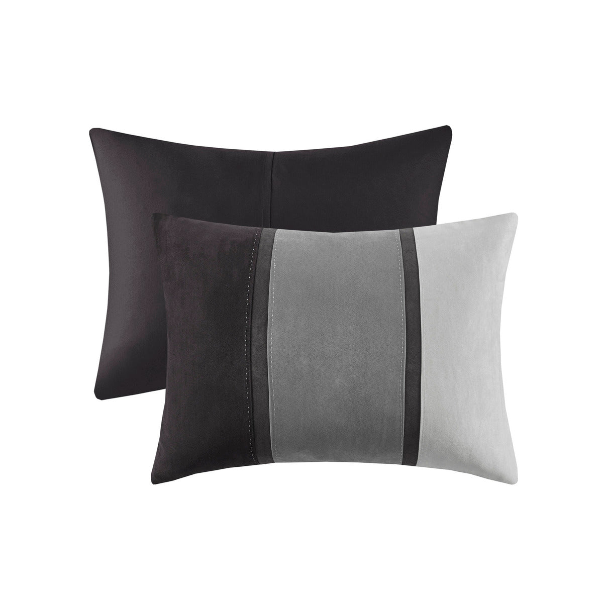 7 Piece Faux Suede Comforter Set Black King King Black Polyester