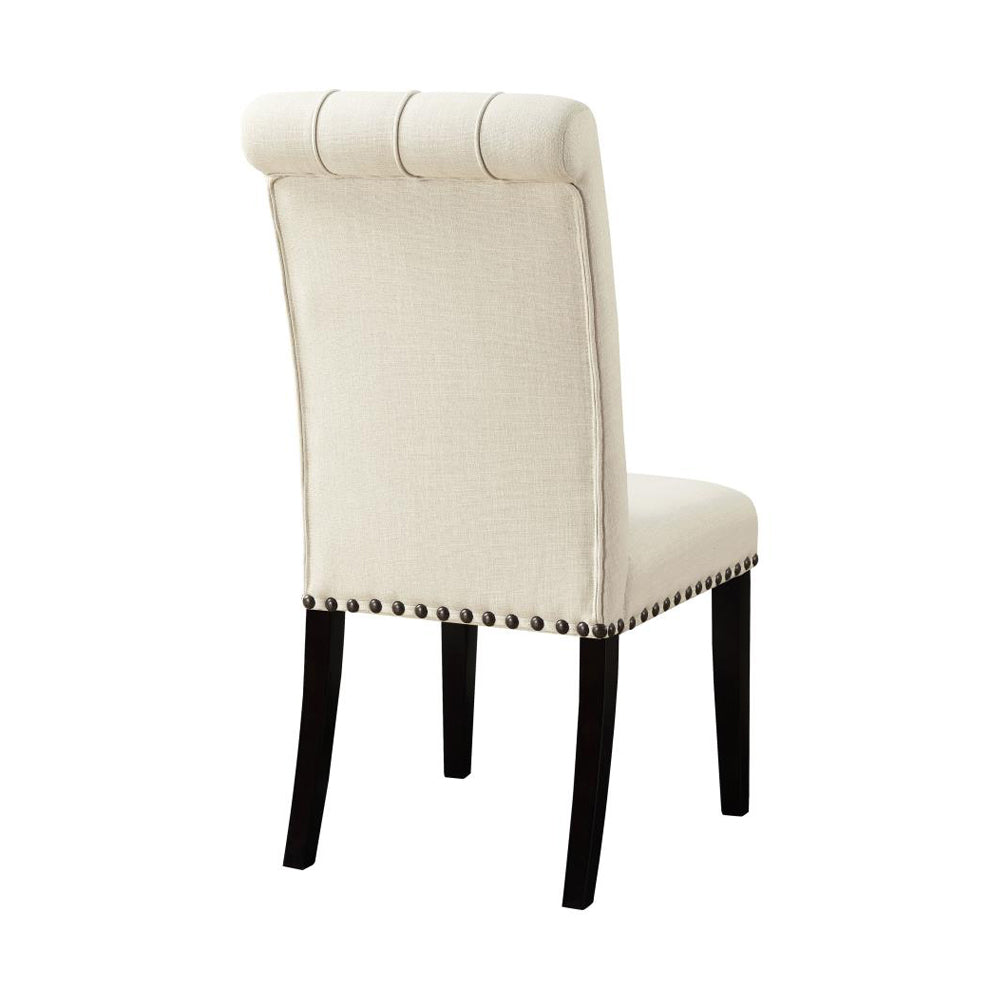 Set Of 2 Fabric Upholstered Dining Chairs, Beige Solid Beige Dining Room Rectangular Dining Chairs Set Of 2 Mdf,Polyester
