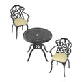 Cushions In Random Colors 3 Piece Set Of Cast Aluminum Patio Furniture With Cushions Yes Complete Patio Set Black Seats 2 Rust Resistant Frame Water Resistant Cushion Garden & Outdoor Complete Patio