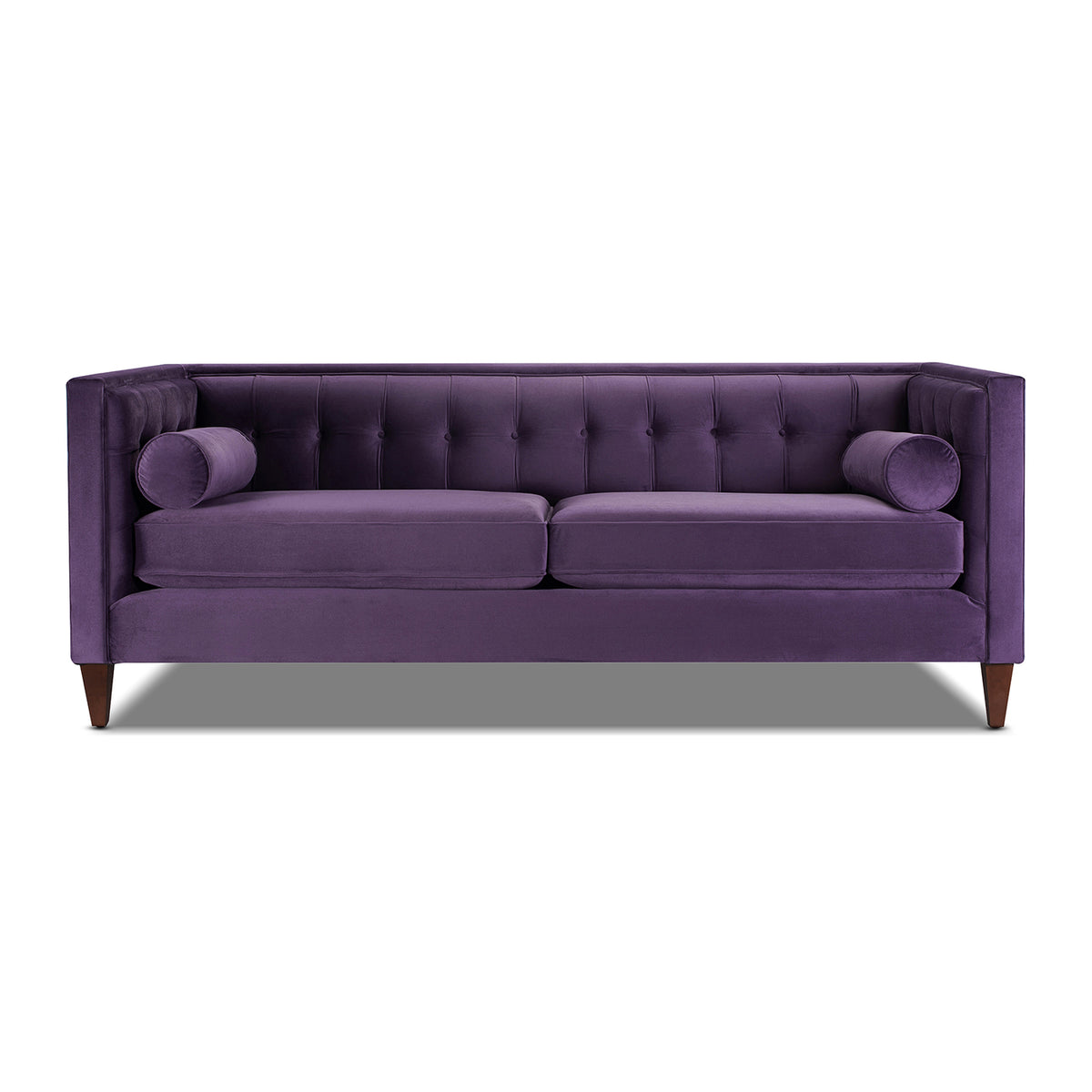 Jack 84" Modern Tuxedo Tufted Sofa, Purple Velvet Purple Foam Velvet 3 Seat