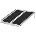 Homcom Wheelchair Ramp 3Ft, Folding Aluminum Threshold Ramp With Non Slip Surface, Transition Plates Above And Below, 600Lbs Weight Capacity For Home, Doorways, Curbs, Steps Black Aluminum