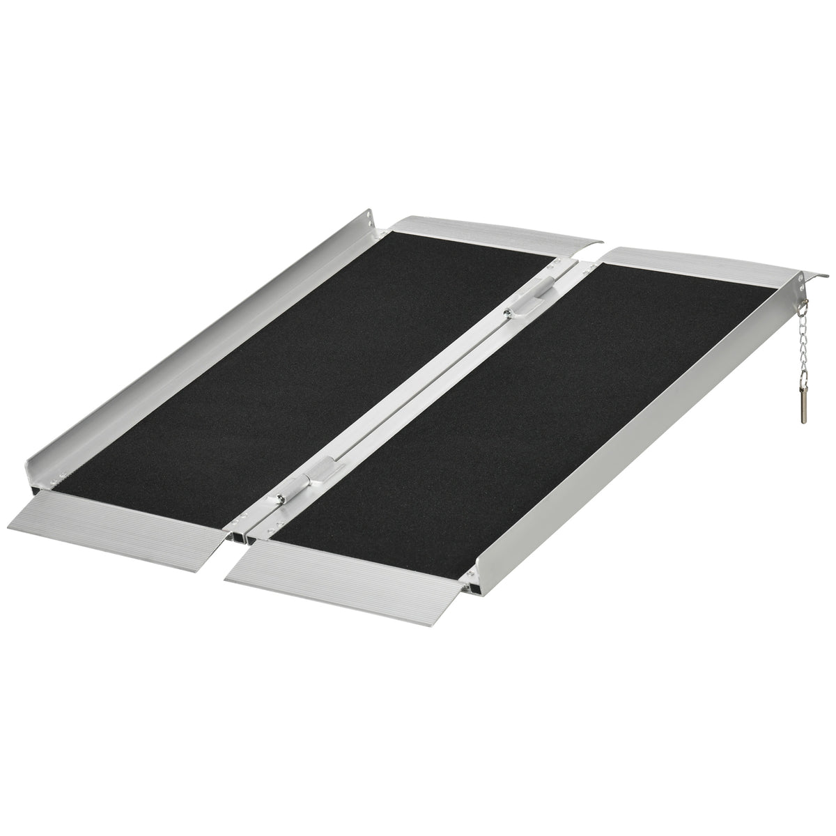 Homcom Wheelchair Ramp 3Ft, Folding Aluminum Threshold Ramp With Non Slip Surface, Transition Plates Above And Below, 600Lbs Weight Capacity For Home, Doorways, Curbs, Steps Black Aluminum