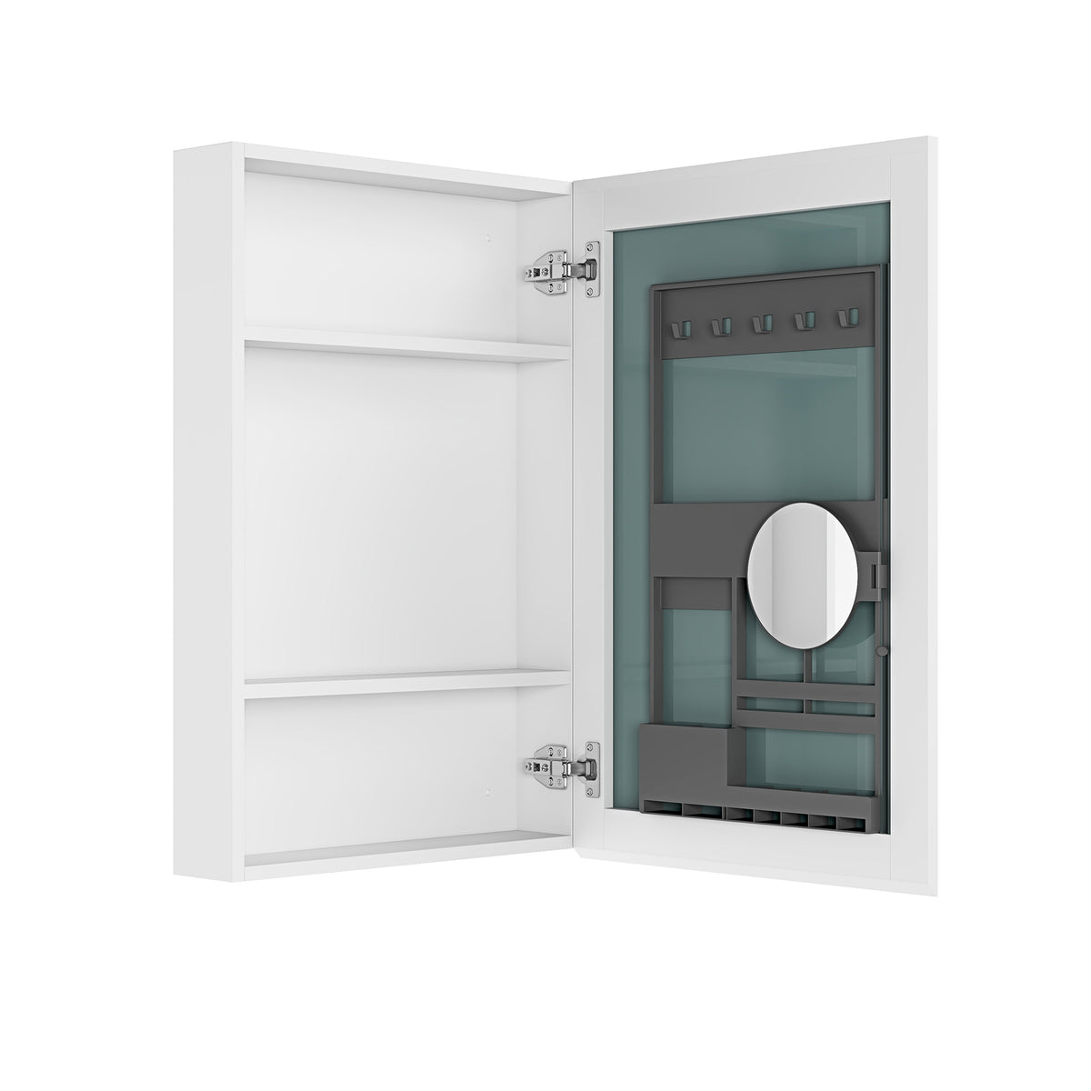 20'' W X 30'' H Bathroom Mirror Medicine Cabinet Wooden Door Medicine Cabinets For Bathroom, Wall Mounted Recessed Or Surface, Bathroom Mirror With Storage, Right Opening Door White Engineered Wood