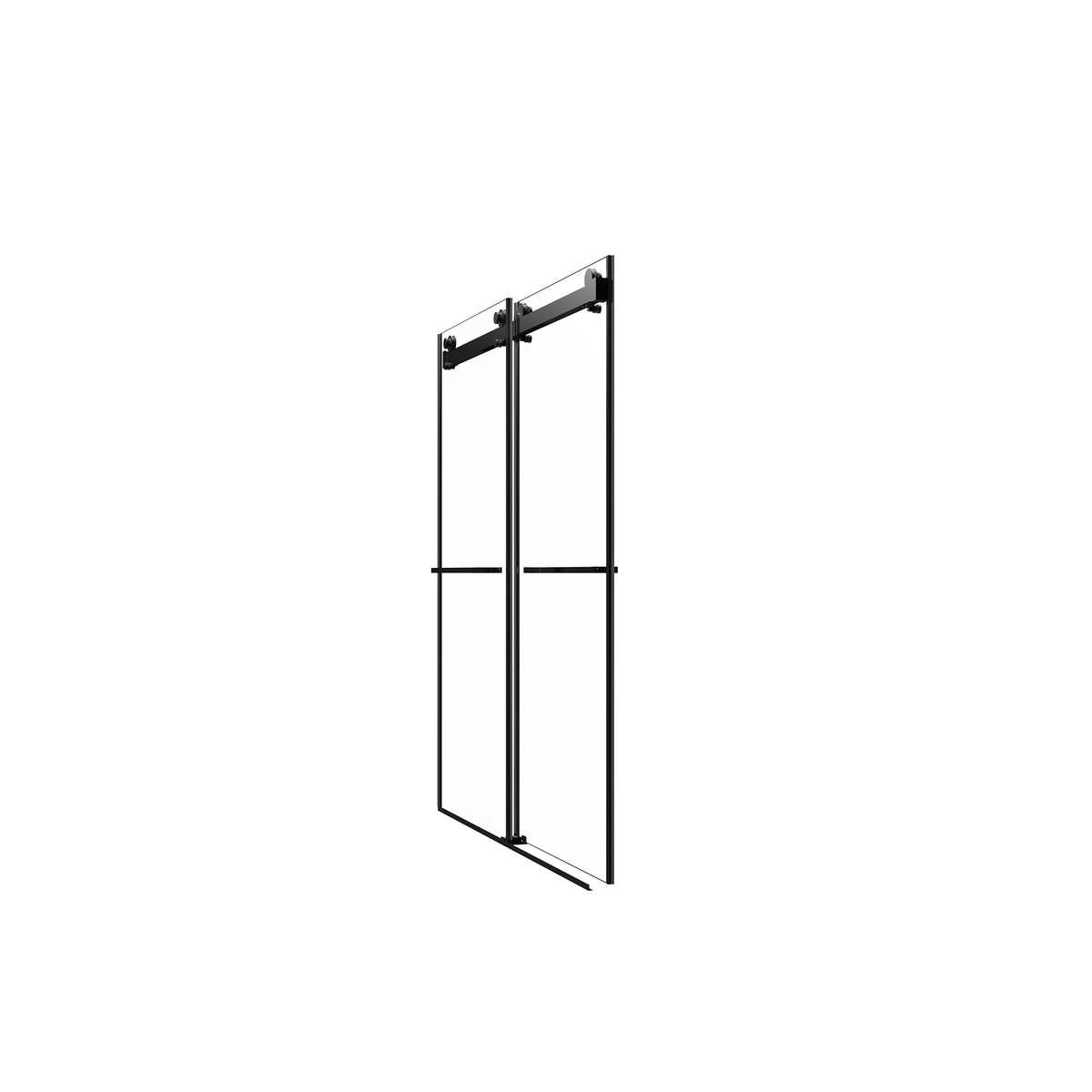 56" 60"W X 76"H Frameless , Double Sliding , 3 8'' 10Mm Clear Tempered Glass Shower Enclosure With Square Rail,Double Side Easy Clean Coat,Matte Black Finished With Buffer Matte Black Bathroom American Design Stainless Steel
