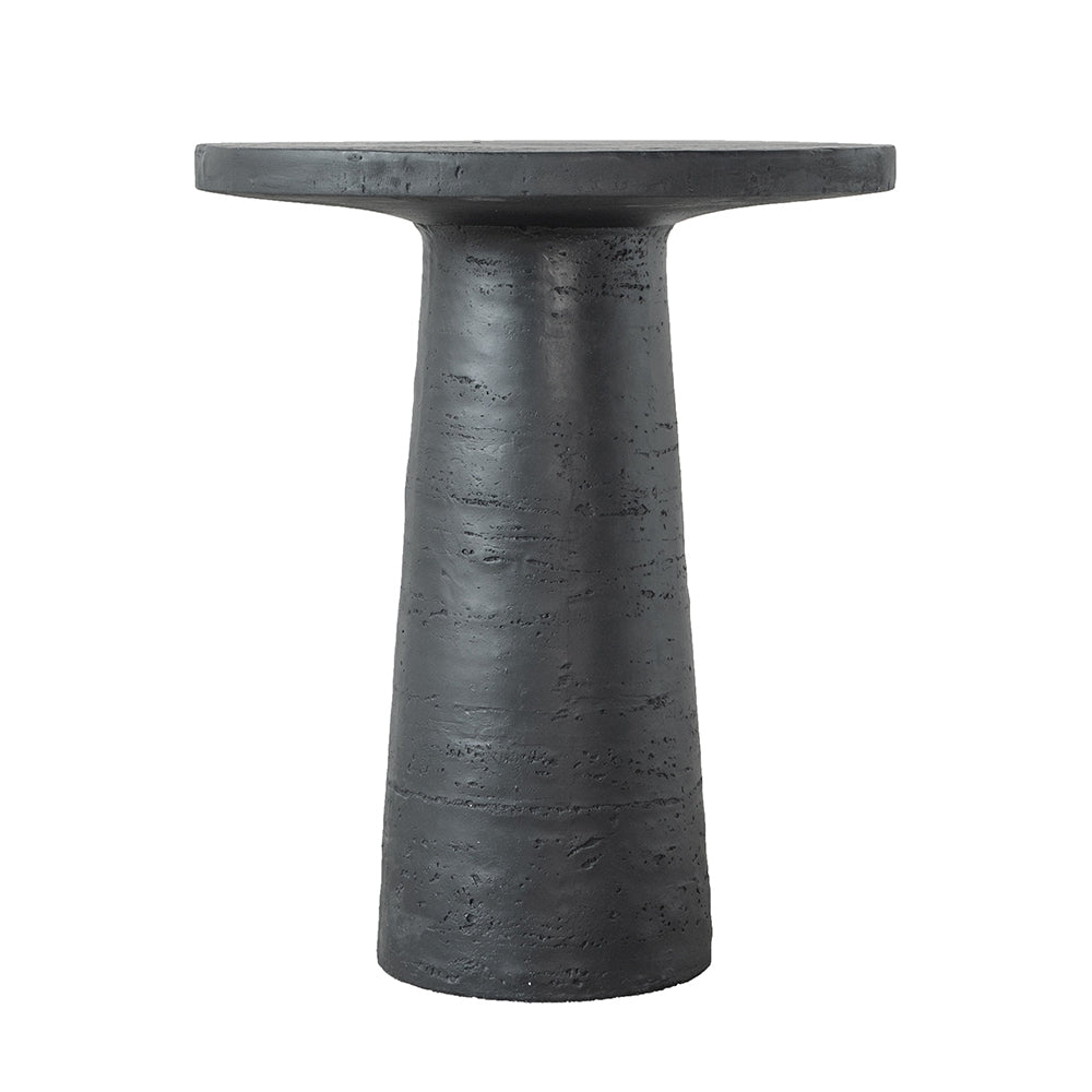 22X22X25.5" Black Round Side Table With Pedestal Base Black Magnesium Oxide