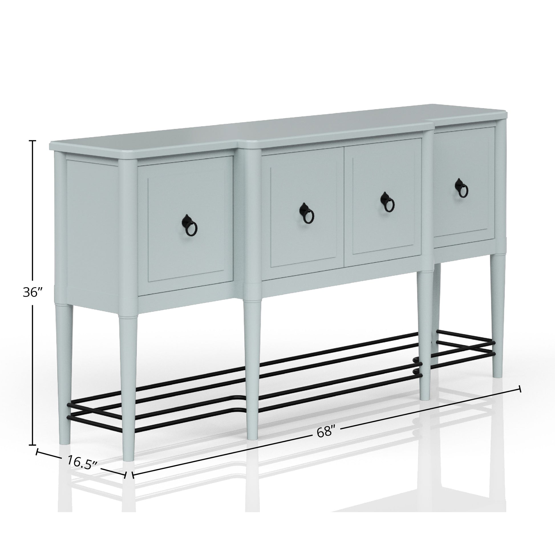 Breakfront Sideboard In A Ocean Finish Light Blue Solid Wood Mdf