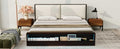King Size Platform Bed Frame With Upholstery Headboard And Bookshelf In Footboard And Led Light Strips, Espresso King Espresso Solid Wood Mdf