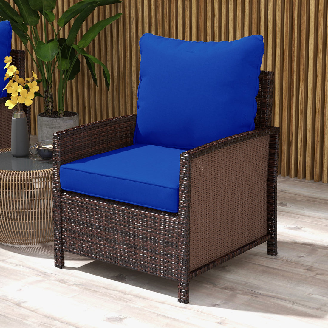 Outsunny 4 Piece Patio Chair Cushion And Back Pillow Set, Seat Replacement Patio, Cushions Set For Outdoor Garden Furniture, Navy Blue Blue Fabric
