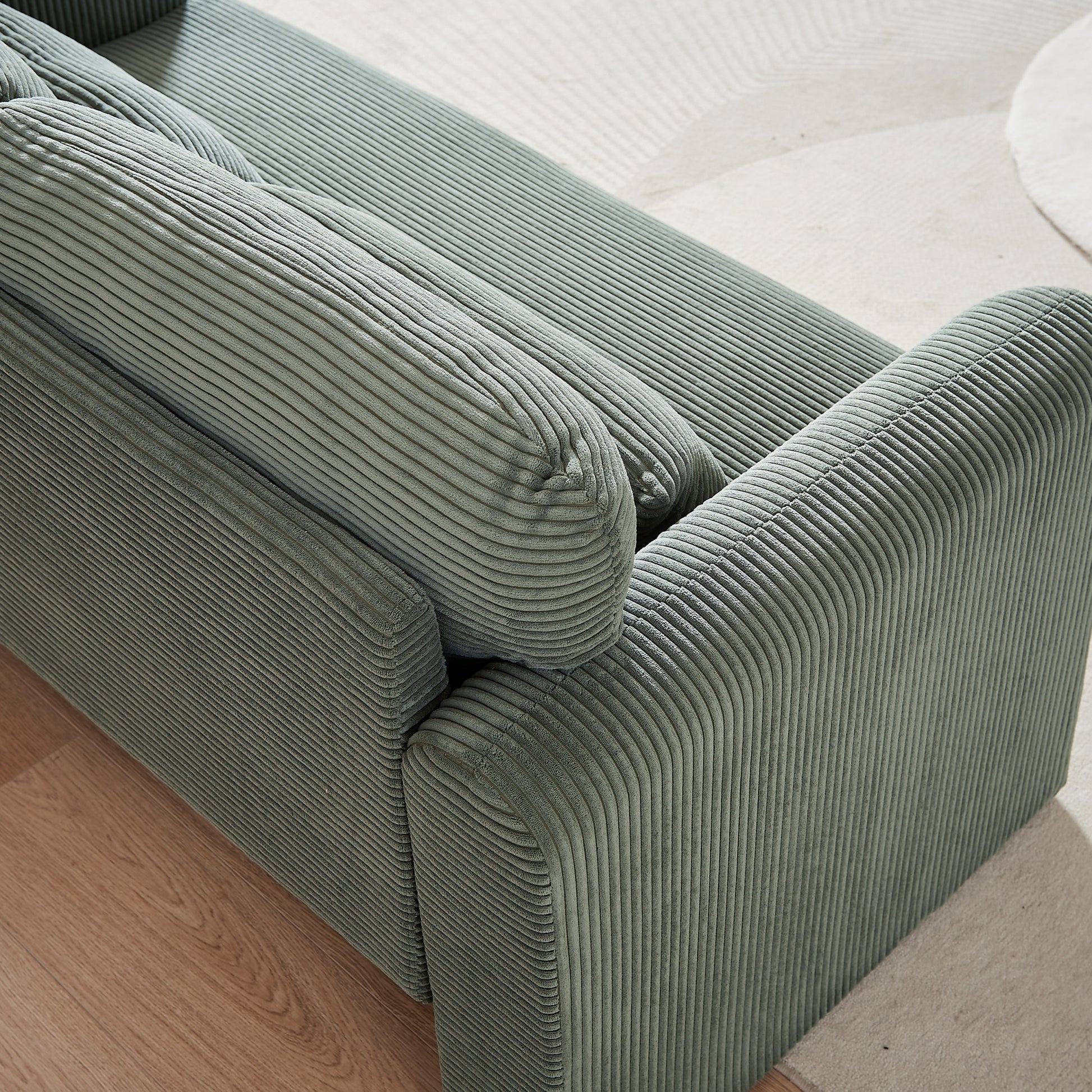 60"Corduroy Fabric Sofa With 33" Single Sofa, Modern Sofa With Support Pillowfor Apartment, Office, Living Room & Bedroom Green Corduroy 3 Seat