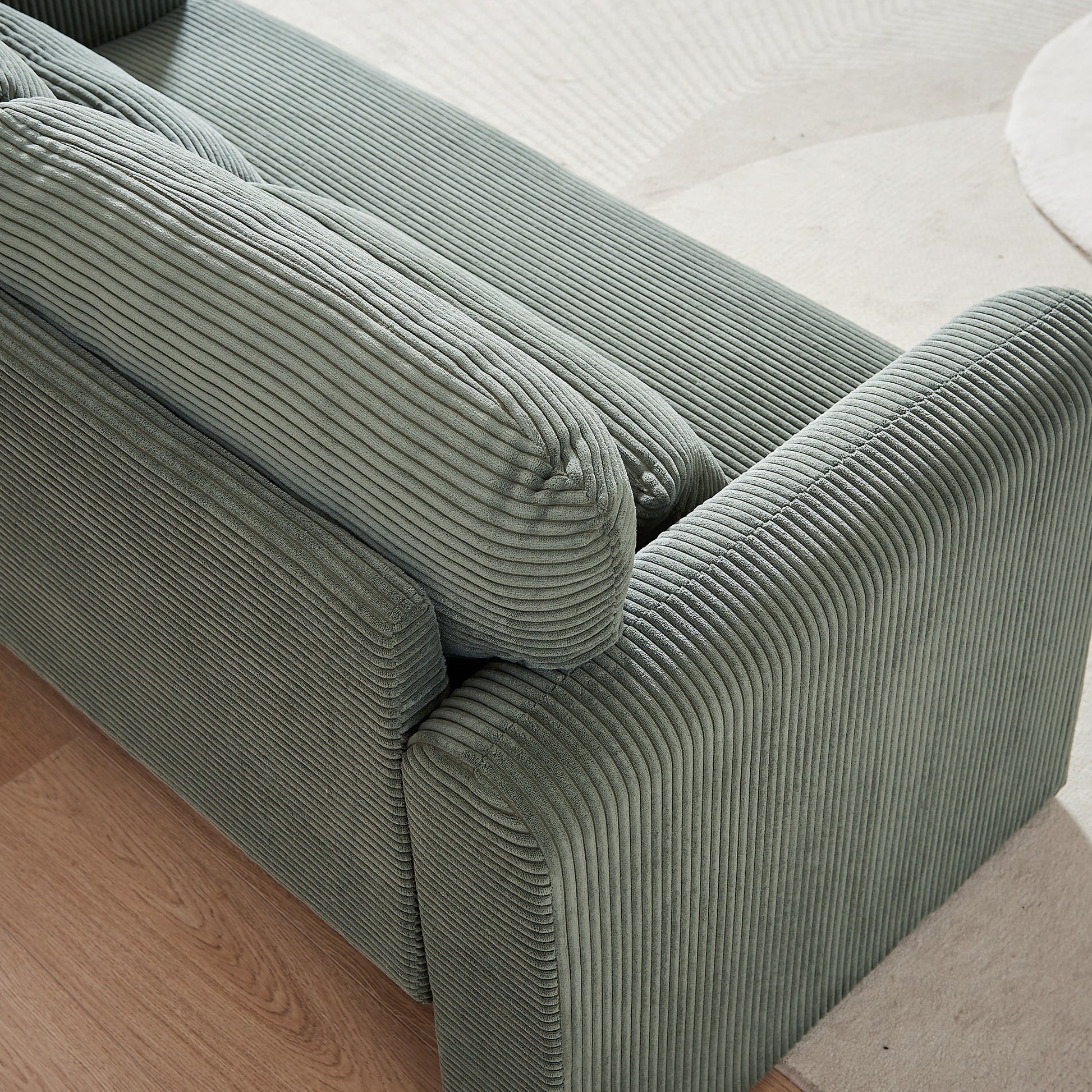 60"Corduroy Fabric Sofa With Two 33" Single Sofa, Modern Sofa With Support Pillow, For Apartment, Office, Living Room & Bedroom Green Corduroy 4 Seat