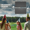 Outsunny Reversible Outdoor Rug, 9' X 18' Waterproof Plastic Straw Floor Mat, Portable Rv Camping Carpet With Carry Bag, Large Floor Mat For Backyard, Deck, Picnic, Beach, Black & Gray Geometric Multicolor Polypropylene