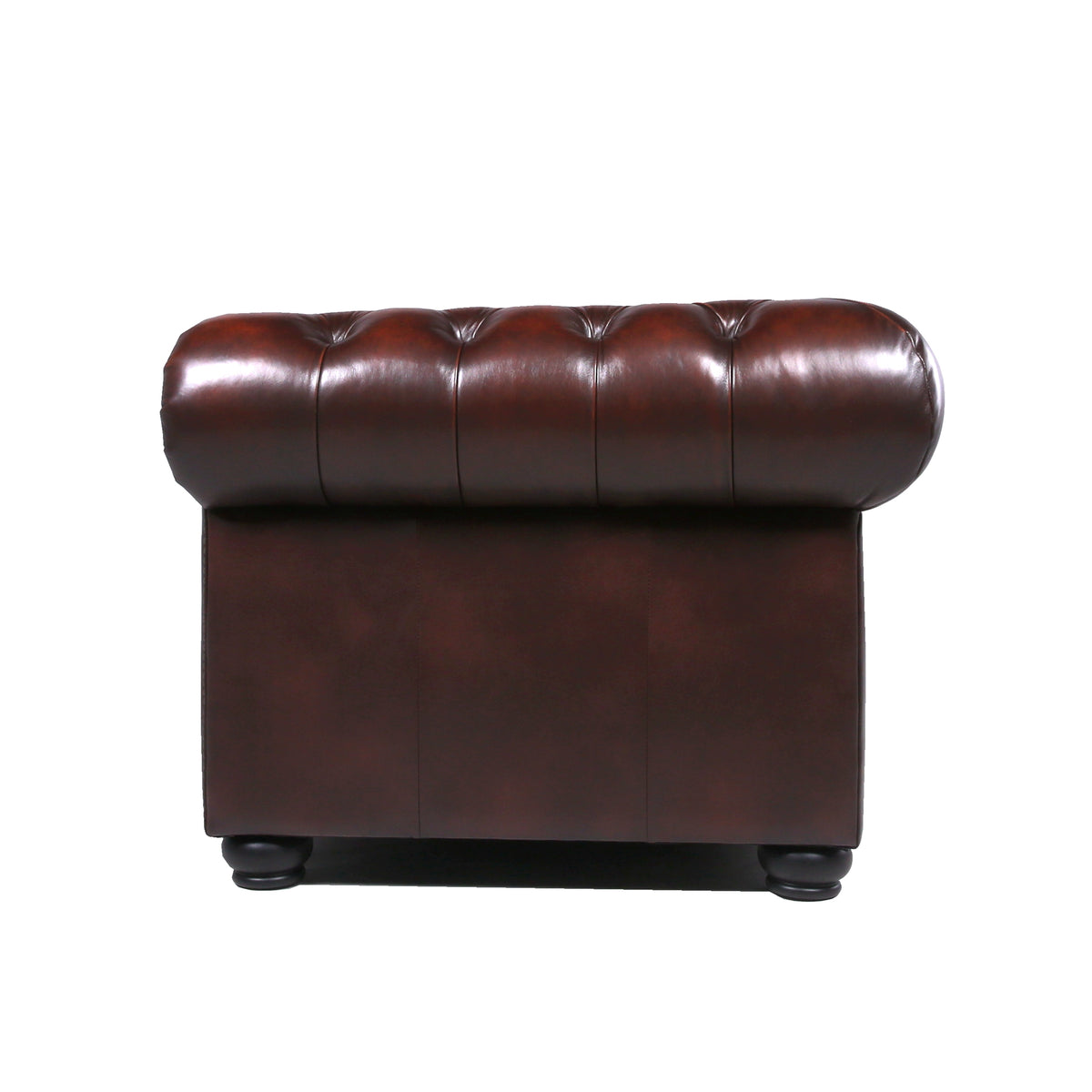 Traditional Tufted Leather Chesterfield Chair Brown Leather