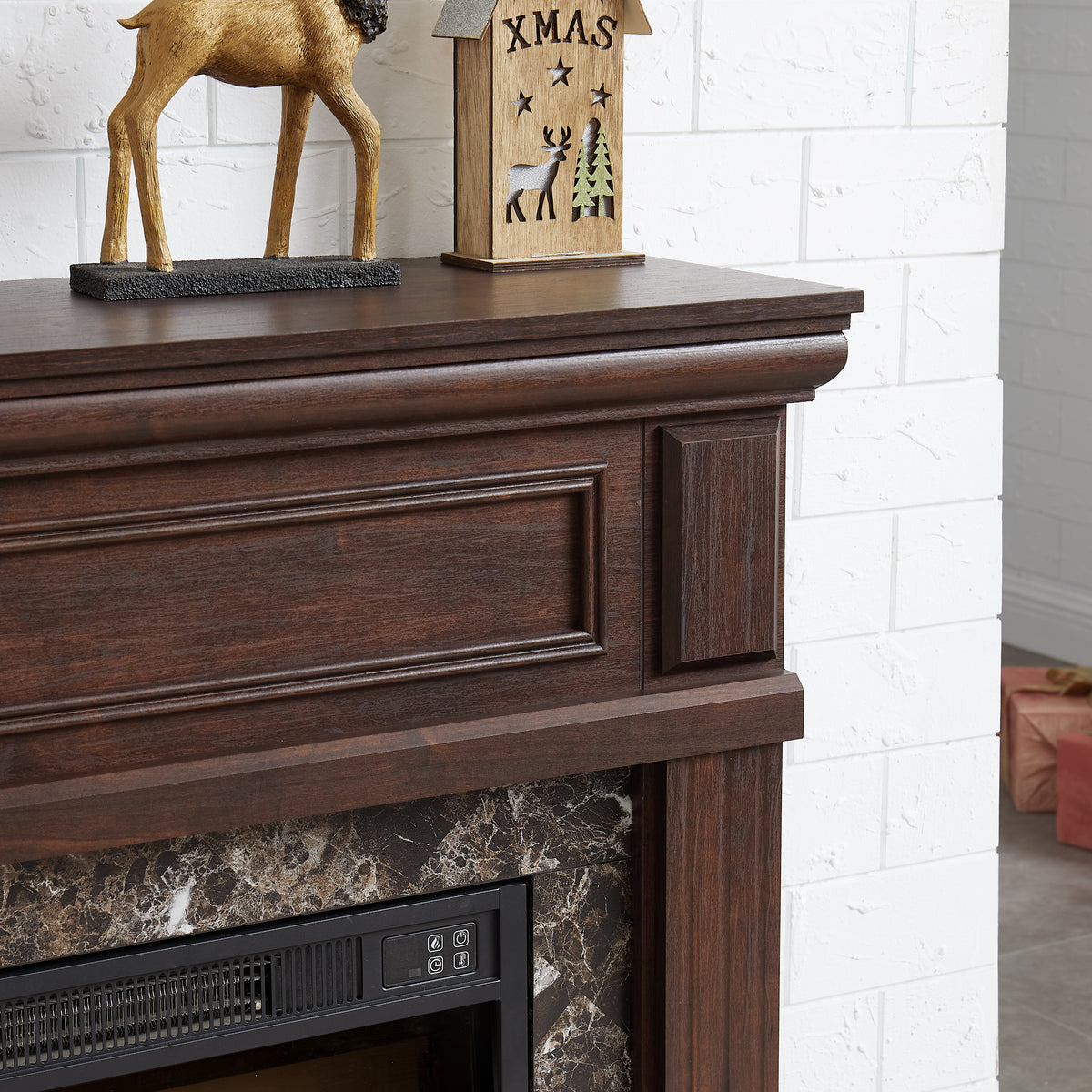 Electric Fireplace With Mantel,Fireplace Mantel Surround With 23" Fireplace Insert, Adjustable Flame, Remote Control, Cherry,41.34"W*14"D*40"H Cherry Mdf