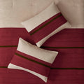 7 Pc Pieced Faux Suede Comforter Set Red Cal King California King Red Polyester