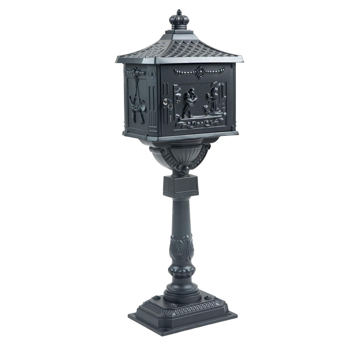 Mailbox Cast Aluminum Black Mail Box Postal Box Security Heavy Duty Black Aluminium