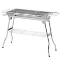 Outsunny Charcoal Grill, Stainless Steel Portable Folding Bbq, Outdoor Hibachi For Backyard Cooking, Camping, Picnic, Party, Tailgating And Travel With Pan, Grill Rack, Shelves, And Hooks Silver Stainless Steel