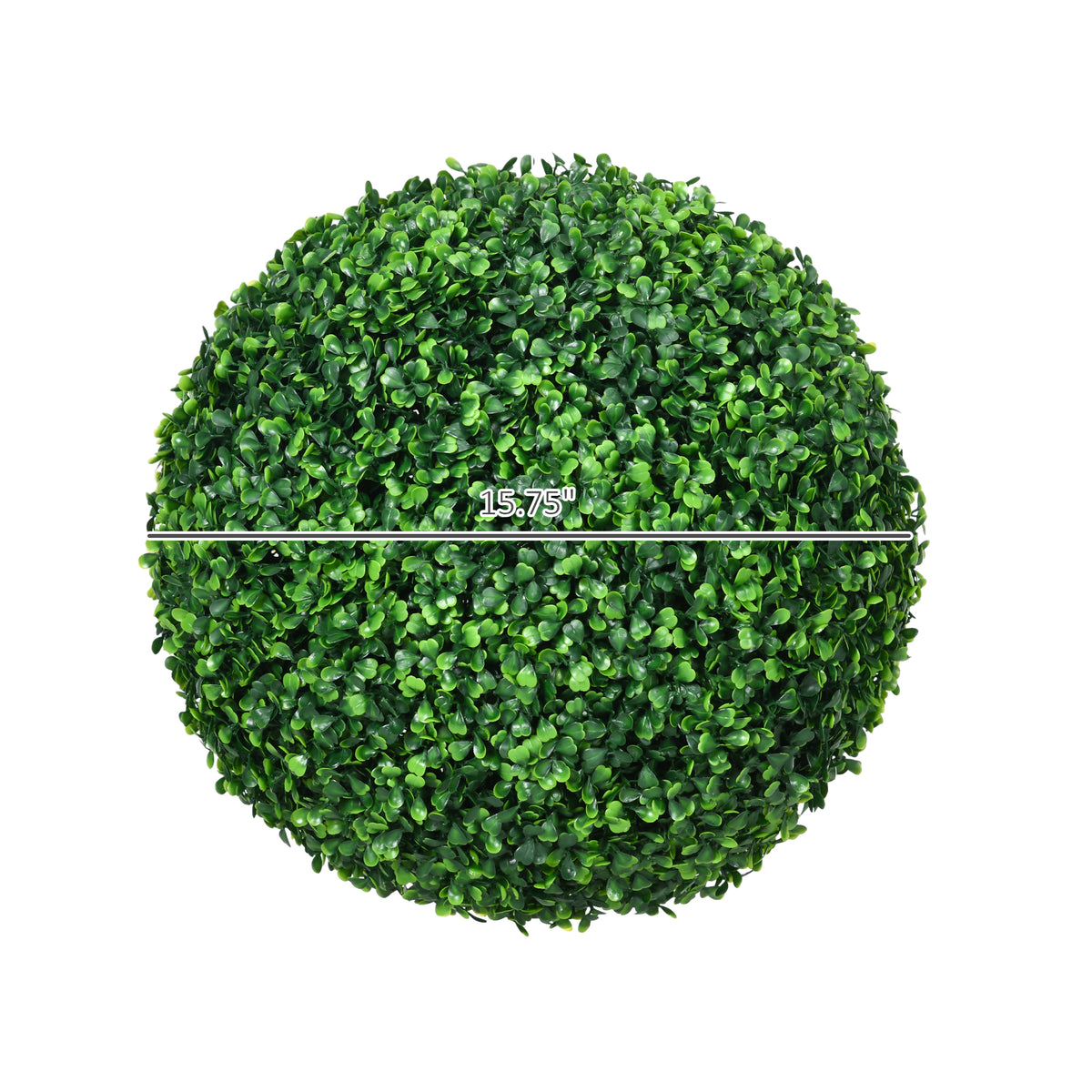 Homcom Set Of 2 15.75 Inch Artificial Ball Boxwood Topiary Trees Balls, Indoor Outdoor Fake Plants For Home, Office & Living Room Decor Green Plastic