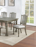Dining Table 6X Side Chairs 7Pcs Dining Set Light Grey Finish Dining Room Furniture Plush Upholstered Fabric Seat Contemporary Style Wood Light Grey Seats 6 Wood Dining Room Contemporary,Modern,Transitional Rubberwood Rectangular 4 Leg Rectangular Dining