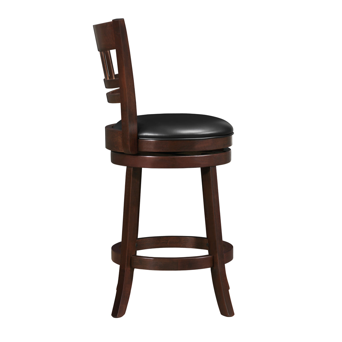 360 Degree Swivel Counter Height Chair Dark Cherry Finish Solid Wood Comfortable Footrest 1Pc Dining Furniture Cherry Dining Room Solid Wood