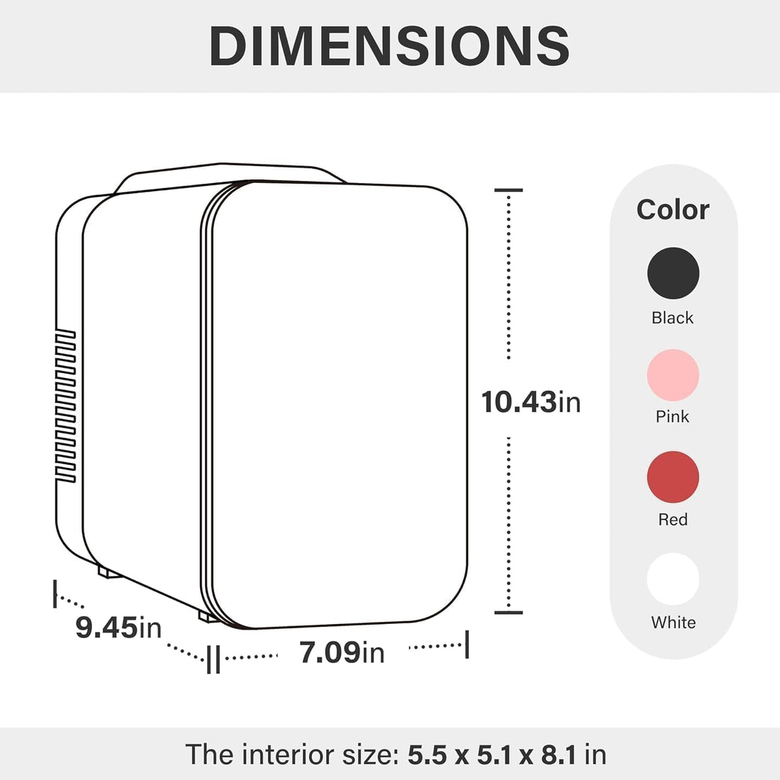 4L 6 Can Mini, Portable Cooler & Warmer Freon Free Small Refrigerator, Compact Fridge For Skincare, Beverage, Food, Cosmetics, Black Black Plastic