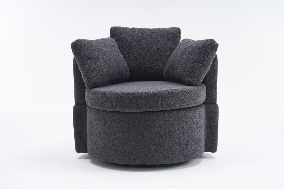 029 Teddy Fabric Swivel And Storage Chair With Back Cushion For Living Room,Dark Gray Dark Gray Primary Living Space Modern Foam Teddy