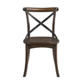 Dark Oak And Black Side Chair With X Shape Back Set Of 2 Rubberwood Solid Black Brown Dining Room Mid Century Modern Side Chair Rubberwood Cross Back Set Of 2 Wood Metal