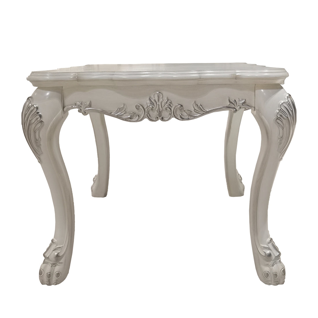 Bone White End Table With Claw Leg White Primary Living Space Traditional Square Wood Plastic