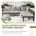 Modern 5 Person Outdoor Seating Group With Cushions Rope Waved Patio Sofa Set For Garden, Lawn, Poolside, L Shaped, Black Gray Yes Deep Seating Grey Black Weather Resistant Frame Water Resistant Cushion Garden & Outdoor Modern Sectional Seating Groups