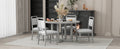 5 Piece Retro Dining Set, Round Table Top With Radial Wood Grain Design And 4 Upholstered Chairs For Dining Room And Kitchen Antique Gray Antique Gray Solid Wood Mdf