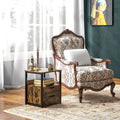 Homcom Industrial Side Table With 2 Drawers, Small End Table With Storage Shelf, Accent Sofa Table With Groove Handle And Metal Frame For Living Room, Brown Rustic Brown Particle Board