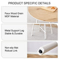 A Modern And Minimalist Circular Dining Table With A 42 Inch Diameter Wood Colorer Patterned Tabletop And White Metal Legs. Suitable For Restaurants, Living Rooms, And Conference Rooms. Brown White Mdf Metal