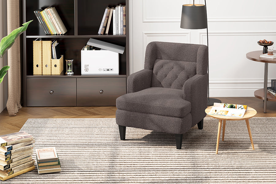 Upholstered Accent Chair Tufted Armchair For Living Room And Bedroom, Russet Brown Brown Birch Foam Teddy