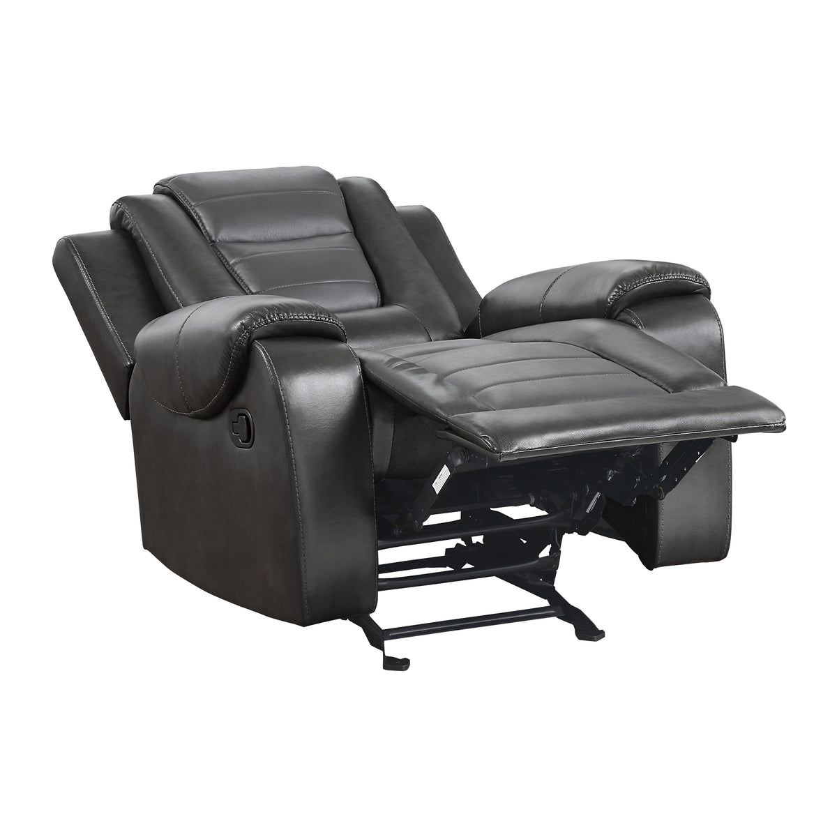 Modern Luxury Living Room Sofa Set 3Pc Reclining Sofa Loveseat Glider Reclining Chair Formal Furniture Premium Faux Leather Upholstery Comfortable Two Tone Gray Finish Dark Gray,Light Gray Faux Leather Wood Primary Living Space Luxury,Modern