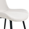 Table And Chair Set, Textured Top In Vintage Wood Color, Black Metal Legs. Dining Chair With White Faux Leather Backrest Cushion With Black Metal Legs. Wood Seats 8 Mdf Metal