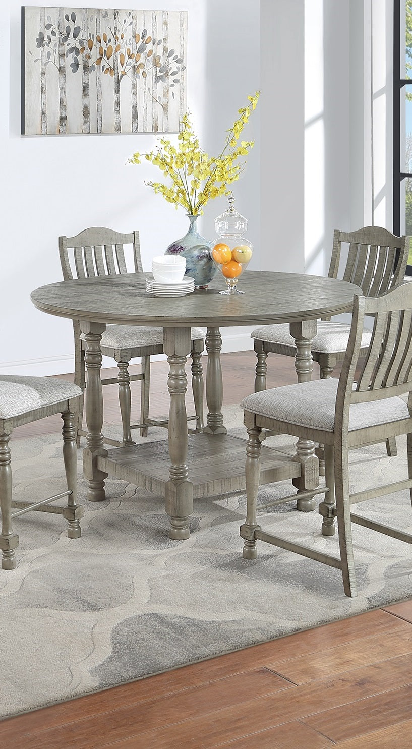 Light Grey Dining Table Round Dining Table 1Pc Table Only Open Shelf Acacia Veneer Dining Room Furniture Light Grey Dining Room Contemporary,Modern,Transitional Acacia Kitchen & Dining Tables Round Mdf Acacia