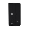 Black 4 Door 2 Drawer Armoire Black Bedroom Melamine