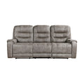 Modern Living Room 1Pc Double Reclining Sofa Polished Microfiber Upholstery, Plush Seating, Grayish Brown Solid Wood Frame Furniture Brown Gray Microfiber Wood Primary Living Space Modern Plywood,Solid Wood 3 Seat