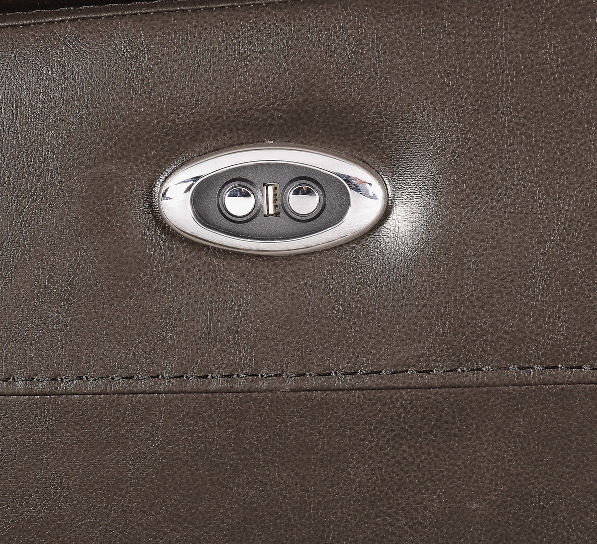 Brown Power Recliner With Pillow Top Arm Brown Genuine Leather Power Push Button Metal Primary Living Space Tight Back Push Button Pillow Top Arms Wood Fabric