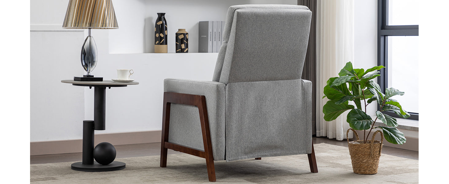 Set Of Two Wood Framed Upholstered Recliner Chair Adjustable Home Theater Seating With Thick Seat Cushion And Backrest Modern Living Room Recliners,Gray Gray Linen