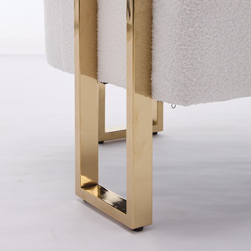 Ts Teddy Velvet Upholstered Metal Foot Sofas White Gold Teddy 1 Seat