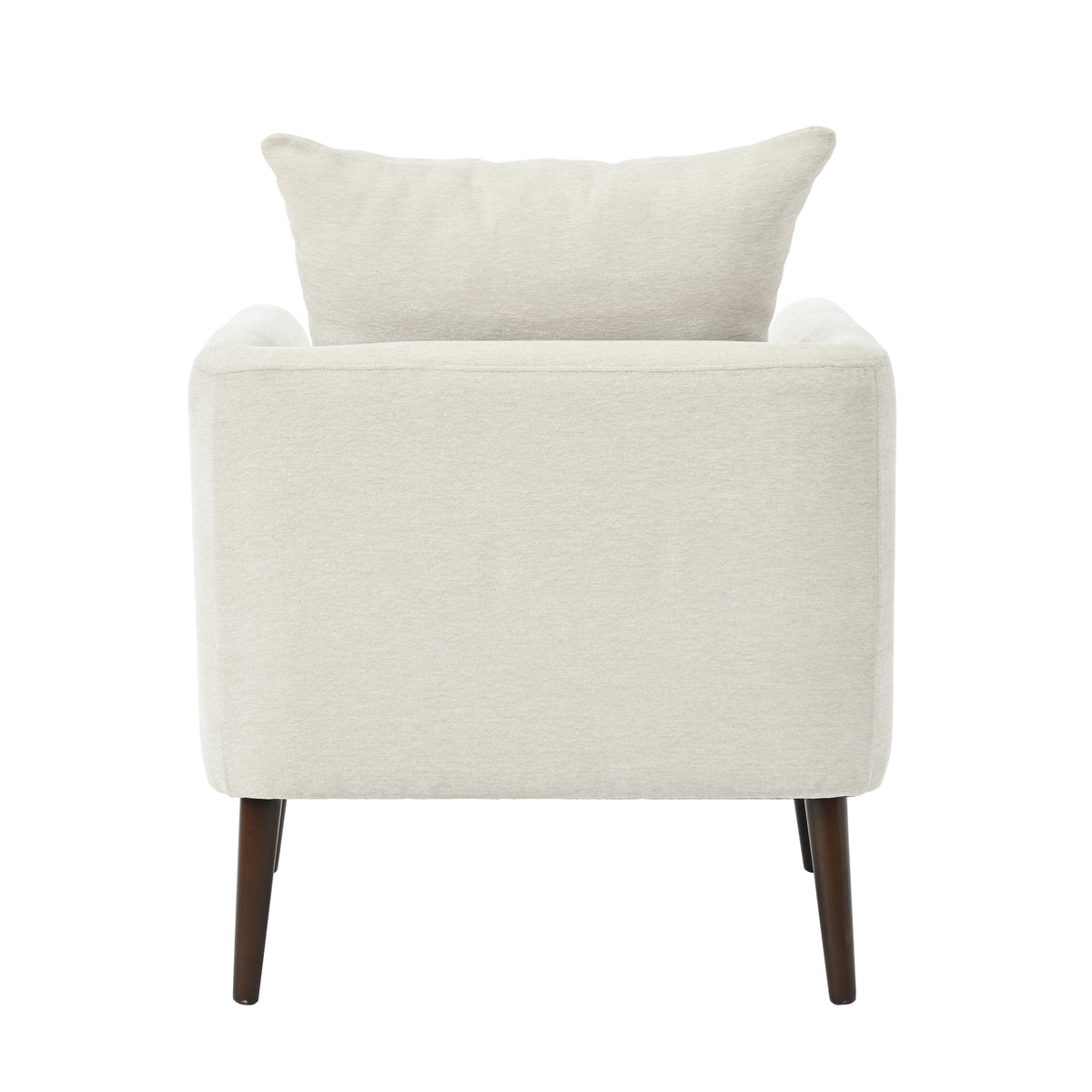 Barrel Chair, Chenille Accent Chair, Fabric Armchair Club Chair,Upholstered Arm Chair With Solid Wood Legs,Waist Pillow,Padded Single Chair For Living Room Bedroom Study Waiting Room,Beige Beige Light Brown Primary Living Space Modern Rubberwood Foam