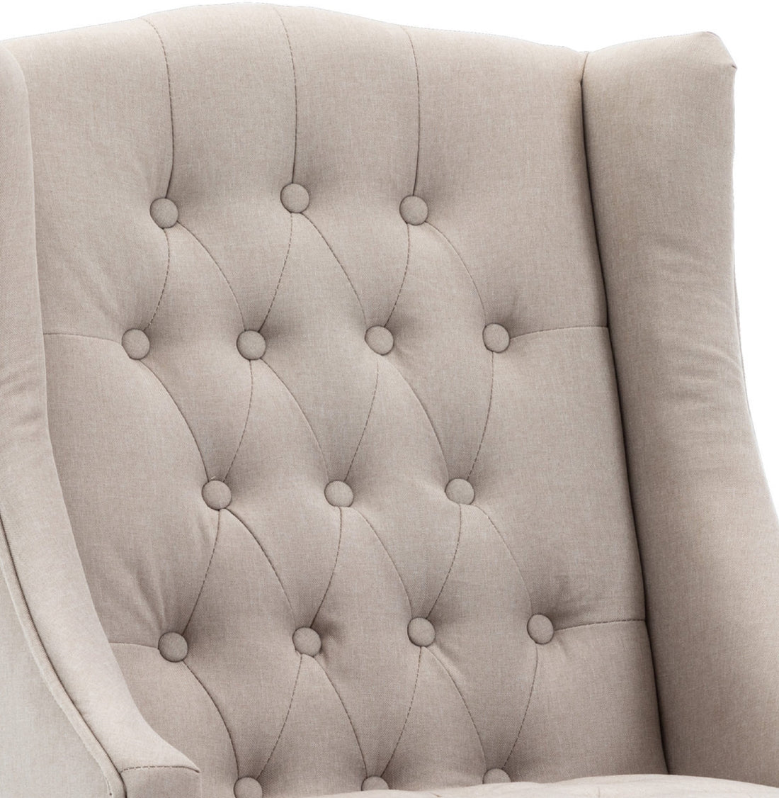 1Pc Modern Living Room Button Tufted Wingback Accent Chair Luxury Look Diamond Button Tufted Pattern Beige Color Beige Primary Living Space Traditional Foam Wood