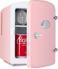 4L Portable Mini Fridge Warmer And Cooler Six 12Oz Cans Compact Refrigerator, 100% Freon Free & Eco Friendly, 4 L, Pink Pink Polypropylene